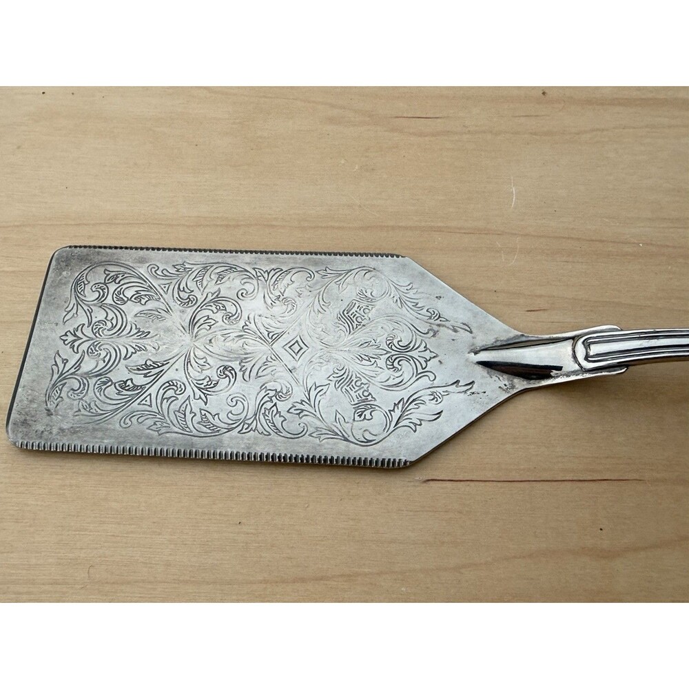 Vintage Silver Plated, Ornate Engraved Cake Server 